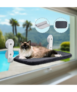 Cat Window Perche for Indoor Cats, Cat Hammock for Window with 4 Sturdy Suction Cups Foldable Cat Bed and Two Replaceable Covers, Which Can Bear 40 Pounds