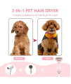 Dog Hair Dryer Blow, Dog Blower 2 in 1 Pet Grooming Brush Portable and Quiet Travel Hair Dryer Slicker Brush for Dogs Bath Pet Dryer Adjustable Temperature for Small Medium Large Dogs Cats, Pink