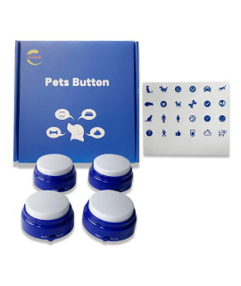 Dog Buttons for Communications- Set of 4 Pets Button ,Mini Recordable Sound Buttons,Speaking Button for Dog Training,Communication Training Dog Buzzers, cat Voice Recording Button Small Size Buzzer