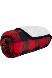 PetAmi Waterproof Dog Blanket Sherpa Fleece, Waterproof Pet Blanket for Small Medium Dogs, Reversible Large Cat Throw Bed Couch Sofa Furniture Protector, Soft Plush Microfiber (Small 24x32, Check Red)