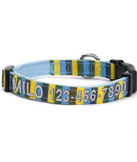 Pawtitas Pet Soft Adjustable Solid Color Puppy Collar Dog Collar Multicolor Collar Personalized Customizable Dog Collar Embroidered Customize W Pet Name Phone Number Blue Green Yellow Small