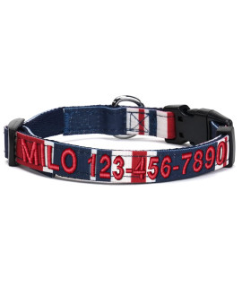 Pawtitas Pet Soft Adjustable Solid Color Puppy Collar Dog Collar Multicolor Collar Personalized Customizable Dog Collar Embroidered Customize W Pet Name Phone Number Red White Blue Large