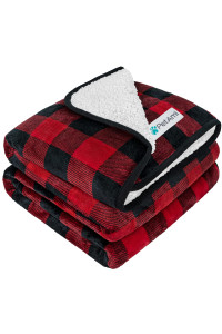 PetAmi Waterproof Dog Blanket Sherpa Fleece, Waterproof Pet Blanket for Medium Large Dogs, Reversible Cat Throw Bed Couch Sofa Furniture Protector, Soft Plush Microfiber (Large 40x60, Checker Red)