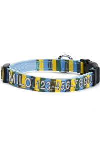Pawtitas Pet Soft Adjustable Solid Color Puppy Collar Dog Collar Multicolor Collar Personalized Customizable Dog Collar Embroidered Customize W Pet Name Phone Number Blue Green Yellow Extra Small