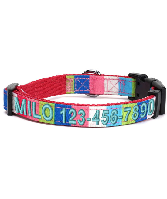 Pawtitas Pet Soft Adjustable Solid Color Puppy Collar Dog Collar Multicolor Collar Personalized Customizable Dog Collar Embroidered Customize W Pet Name Phone Number Pink Teal Green Extra Small