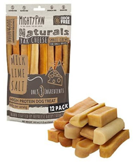 Mighty Paw Yak Cheese Chews for Dogs | All-Natural Long Lasting Pet Treats. Odorless and Great for Oral Health. Limited-Ingredient Chews for Puppies & Power-Chewers (Small, 12 Pack)