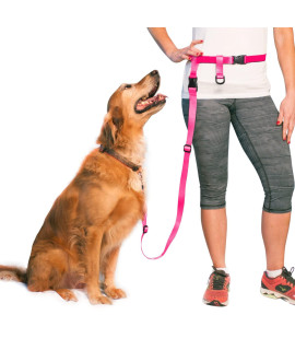 The Buddy System Adjustable Hands Free Dog Leash, Hand-Free Leash For Running, Jogging, Walking, Hiking And Training Service Dogs, Versatile All Dog Size - Regular Belt (22- 40 Waist), Pink