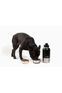 Pup Pak Dog Water Bottle | 32 oz with Detachable Bowls for Food and Water (Black)