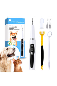 Ofikpaloe 7Pcs-Dog Teeth Cleaning Kit, Electric Dog Tartar Remover For Teeth, Pet Ultrasonic Dental Cleaning Machine, Easy Dog Dental Care, Suitable For Large And Small Dogs (Black)