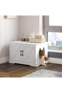 YITAHOME Cat Litter Box Enclosure Cat Box Cat Litter Box Cat Furniture Cat Washroom Hidden Indoor Cat House with Removable Divider and Movable Bottom Panel, White