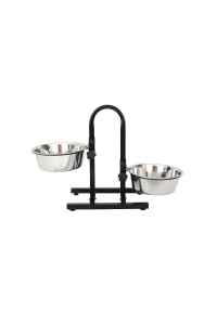 Iconic Pet U - Design 12 Cup Adjustable Stainless Steel Pet Double Diner - 96 oz
