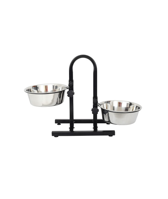 Iconic Pet U - Design 12 Cup Adjustable Stainless Steel Pet Double Diner - 96 oz