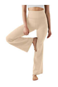 Laslulu Bootcut Yoga Pants For Women High Waist Workout Bootleg Pants Tummy Control Flare Leggings Athletic Sweatpants Lounge Pants(Khaki Xx-Large)