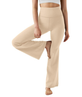 Laslulu Bootcut Yoga Pants For Women High Waist Workout Bootleg Pants Tummy Control Flare Leggings Athletic Sweatpants Lounge Pants(Khaki Xx-Large)