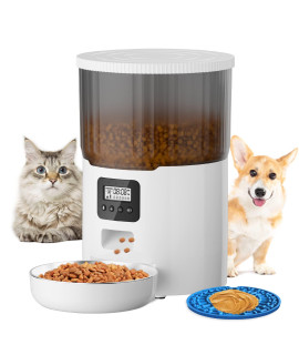 Automatic Cat Feeder With Timer Whdpets 4L Cat Food Dispenserr For Pet Dry Food Automatic Dog Feeder With Stainless Steel Bowl Dual Power Supply 10S Voice Recorder White