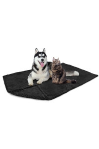 PetAmi Fluffy Waterproof Dog Blanket Fleece | Soft Warm Pet Fleece Throw for Large Dogs and Cats | Fuzzy Furry Plush Sherpa Throw Furniture Protector Sofa Couch Queen Bed (Black, 90x90)