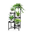 Idavosicly 5 Tier Metal Plant Stand For Indoor Outdoor, Foldable Corner Tall Plant Shelf For Multiple Plants, Rustproof Flower Pot Holder Display Stand For Living Room Balcony Garden Patio (Black)