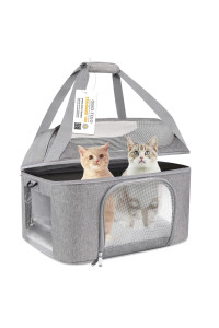 Bejibear Large Cat Carrier For 2 Cats, Oeko-Tex Certified Soft Side Pet Carrier For Cat, Small Dog, Collapsible Travel Small Dog Carrier, Tsa Airline Approved Cat Carrier For Large Cats 20 Lbs-Gray