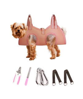 Fotiluck Pet Dog Grooming Hammock For Dogs Cats, Dog Hammock For Grooming Dog Grooming Harness Bag With Nail Clippers Dog Sling Dog Hanging Harness For Nail Trimming (Extra Small Dog)