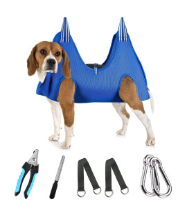 Fotiluck Pet Dog Grooming Hammock For Dogs Cats, Dog Hammock For Grooming Dog Grooming Harness Bag With Nail Clippers Dog Sling Dog Hanging Harness For Nail Trimming (Medium Large Dog)
