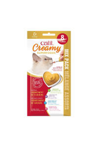 Catit Creamy Superfood Lickable Cat Treat - Hydrating and Healthy Treat for Cats of All Ages - Assortment, 8-Pack