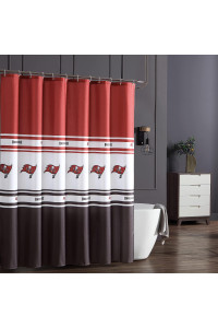 Cs Cathaysports Official Nfl Licensed Tampa Bay Buccaneers Step-Repeat Water-Repellent Textured Fabric Shower Curtain With Grommets And Hooks - 72A X 72A, Buccaneer Redpewter