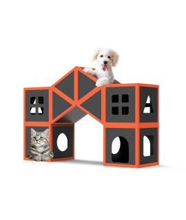 Cat House,Modular Fiber Tiger Tough Multi-Level Cat House Scratcher Playgrounds,DIY Waterproof Pet Hideaway Play House,Tower Condo, Castle Furniture,Interactive Busy Toy Scratching Board,Cave,Nest Bed