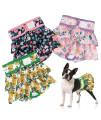 Pet Soft Washable Female Diapers (3 Pack) - Female Dog Diapers, Dress Style Comfort Reusable Doggy Diapers For Girl Dog In Period Heat (Floral, Xl)
