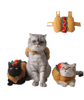 Dog Cat Halloween Costumes Funny Hot Dog Pet Cosplay Clothes for Halloween Party Novelty Pet Outfit for Dog & Cat