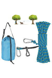 Xiaz Dog Tie Out Cable For Camping, 75Ft Portable Overhead Trolley System For Dogs Up To 200Lbsog Lead For Yard, Camping, Parks, Outdoor Events,5 Min Set-Up,Blue
