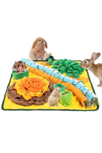 Rabbits Foraging Mat Toys, Sniffle Hay Feeding Mat, Interactive Treat Dispenser With Fixing Handle For Rabbits Bunny Guinea Pigs Ferrets Digging, Machine Washable