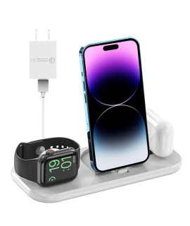 Aimtel Portable Charging Station For Multiple Devices Apple Foldable 3 In 1 Charging Dock For Apple Watch Ultra8Se 276Se54321 Travel Charger Fast Charging Stand For Iphone 14 Air Pods White