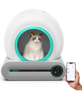 Famree Smart Self-Cleaning Cat Litter Box,Automatic Cat Litter Cleaning Robot With 65L+9L Large Capacityapp Controlionic Deodorizer For Multiple Cats2023 New Structure, Turquoise Green