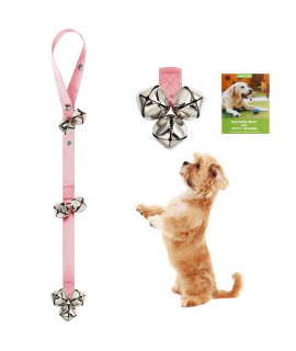 Folksmate Dog Doorbells For Potty Training Doggy Dog Puppy Door Bells With 7 Extra Loud Bells Adjustable For Dog Training, Housebreaking, Door Knob, Ring To Go Outside Puppy Supplies - Pink