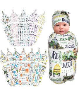 Personalized Baby Swaddle And Hat For Baby Girl Boy With Name Personalized Custom Baby Blankets For Girls Boys With Name Personalized Baby Items Girl Boy Gifts