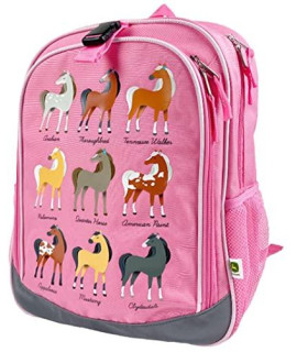 John Deere Pink Girls 9 Horse Breeds Bookbag Backpack