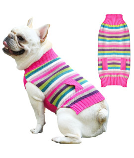 Axiijgl Dog Sweater Striped Knitted Pet Jumper Soft Warm Winter Clothes Puppy Costume For Small Medium Large Dogs