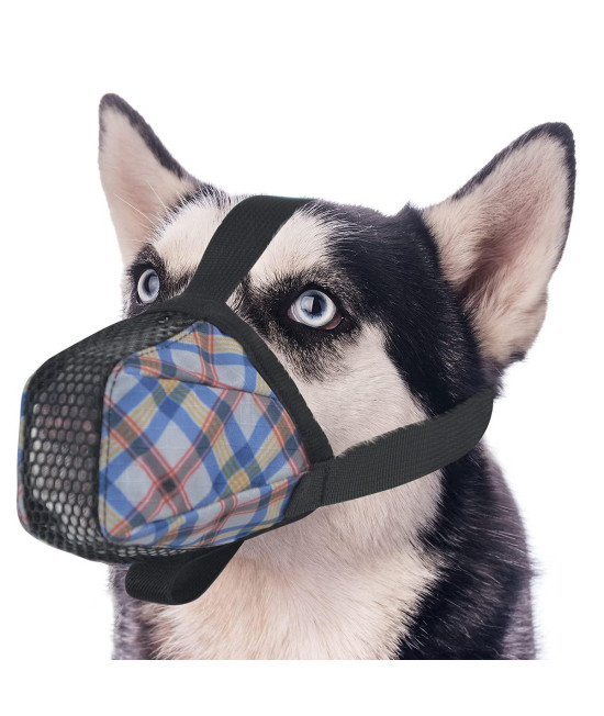 Dog Muzzle, Soft Dog Muzzle For Small Medium Large Size Dogs Mesh Printed Full Coverage Muzzle Health Guard Dog Muzzle Prevent Biting Chewing Licking Breathable Dog Mouth Cage For Large Breed Dog S