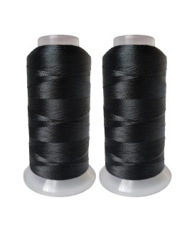 Polyester Thread Heavy Duty Bonded Uv Resistant Outdoor Thread 69 T70 Size 210D3Ply For Marine Upholstery, Leather, Sewing Crafts, 3000Yards Pack Of 2 (Black)