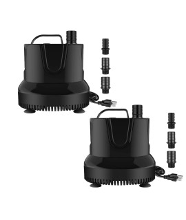 Simple Deluxe 85W 1056GPH Submersible Water Pump for Pond Aquarium Hydroponics Fish Tank Fountain Waterfall, 2 Pack
