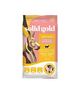 Solid Gold Hund N Flocken - Dry Dog Food Wlamb, Rice Pearled Barley - Digestive Probiotics For Dogs - Gut Health Immune Support - Grain Gluten Free - Omega 3, Superfoods Antioxidants - 12 Lb
