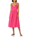The Drop Womens Makenna Strappy Cross Front Smocked Back Midi Dress, Hot Pink, S