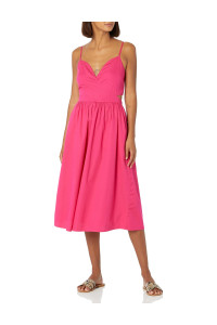 The Drop Womens Makenna Strappy Cross Front Smocked Back Midi Dress, Hot Pink, S