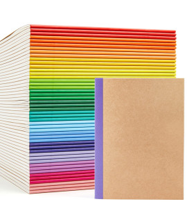 Feela 48 Pack Composition Notebooks Bulk, Kraft Cover Lined Blank College Ruled Composition Travel Journals With Rainbow Spines For Women Students Business, 60 Pages, 83Ax 55A, A5, 16 Colors