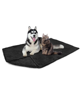 PetAmi Fluffy Waterproof Dog Blanket Fleece | Soft Warm Pet Fleece Throw for Large Dogs and Cats | Fuzzy Furry Plush Sherpa Throw Furniture Protector Sofa Couch Bed (Black, 60x80)