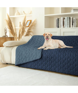 Waterproof Pet Blankets Dog Bed Cover for Pets Reusable Furniture Protector (Navyblue+Stoneblue, 68"x82")