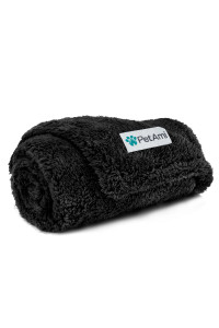 PetAmi Fluffy Waterproof Dog Blanket Fleece | Soft Warm Pet Fleece Throw for Small Dogs and Cats | Fuzzy Furry Plush Sherpa Throw Furniture Protector Sofa Couch Bed (Black, 24x32)