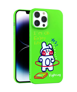 Gusdbsw Cute Iphone 13 Pro Case For Women, Lovely Fun Personality Cartoon Graffiti Design For Girly, Slim Thin Soft Flexible Tpu Jelly Feel Protective Phone Case For Iphone 13 Pro - Green Rabbit