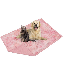 PetAmi Fluffy Waterproof Dog Blanket | Faux Fur Pet Fleece Shag Throw for Dogs and Cats | Fuzzy Furry Soft Plush Sherpa Throw Furniture Protector Sofa Couch Queen Bed (Tie-Dye Pink, 90x90)