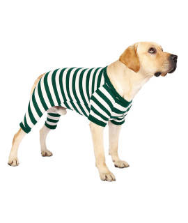 Dog Pajamas For Large Dogs, Cotton Thermal Dog Pjs Jumpsuit With Cover Legs Christmas Puppy Clothes, Striped Onesie Dog Suit For Small Medium Large Dogs